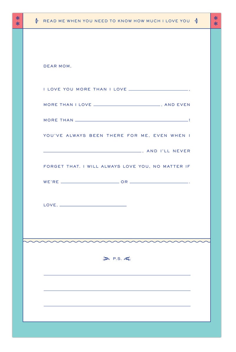 Knock Knock Read Me Whenâ€¦ Letters for My Wonderful Mom: A Box of Fill-In-The-Blank Letters to Mom - Image 2